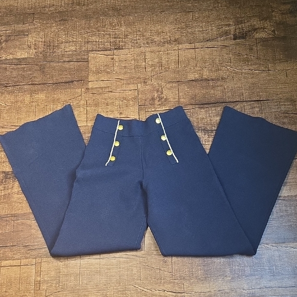 J.Crew Delaney Sailor Sweater Pant Medium NWT Wide Leg Navy Full Length Nautical - Picture 2 of 5